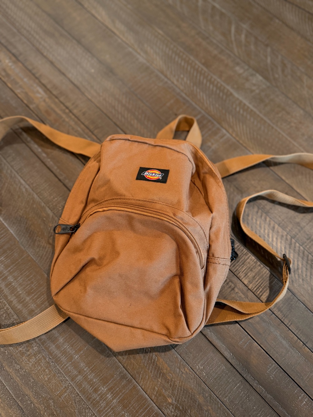 Dickies Brown Canvas Mini Backpack with Front Zip Pocket